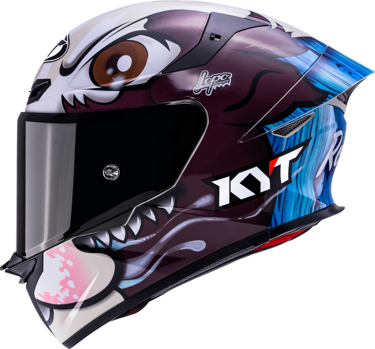 Left Side View of KYT TT-REVO Rossi Catalan Replica Motorcycle Helmet