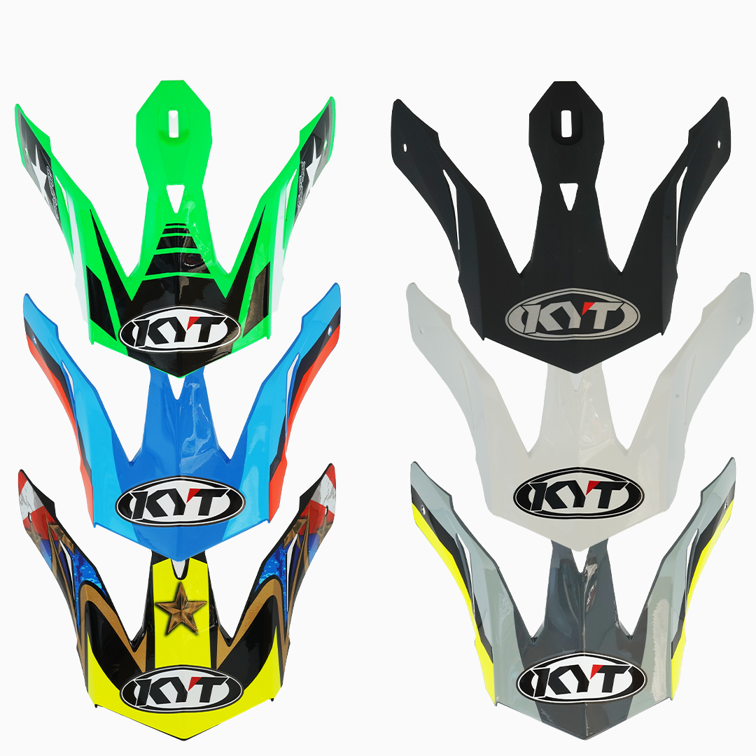 Top View of 6 Peak replacements for the KYT Skyhawk motorcycle helmet