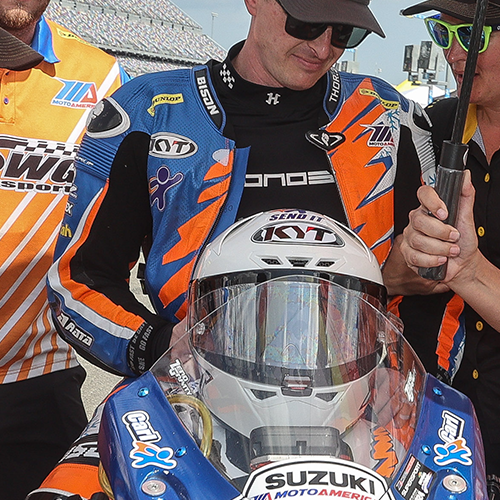 Carl Solitsz on the grid with his team at Daytona