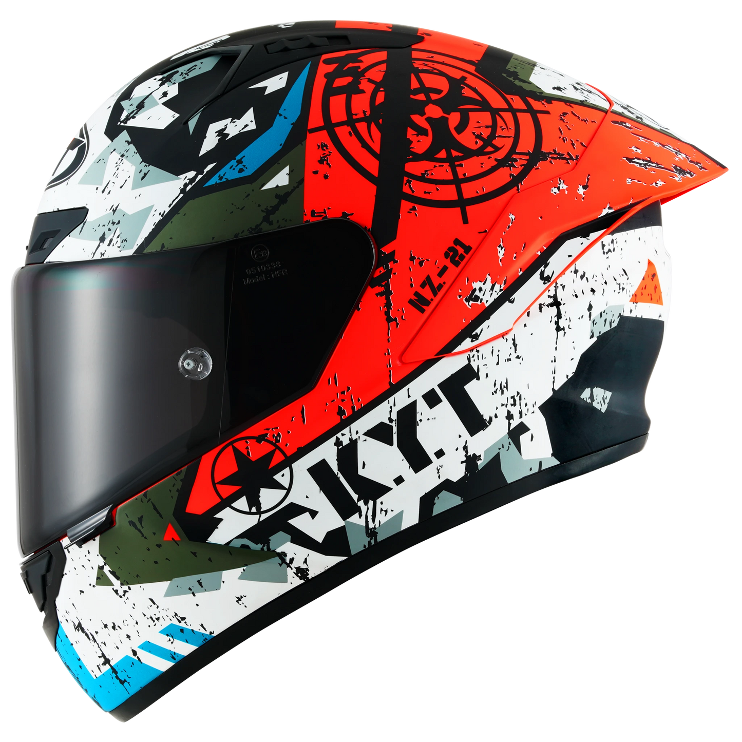 Left Side view of KYT NZ-Race Blazing Matte Red Motorcycle Helmet