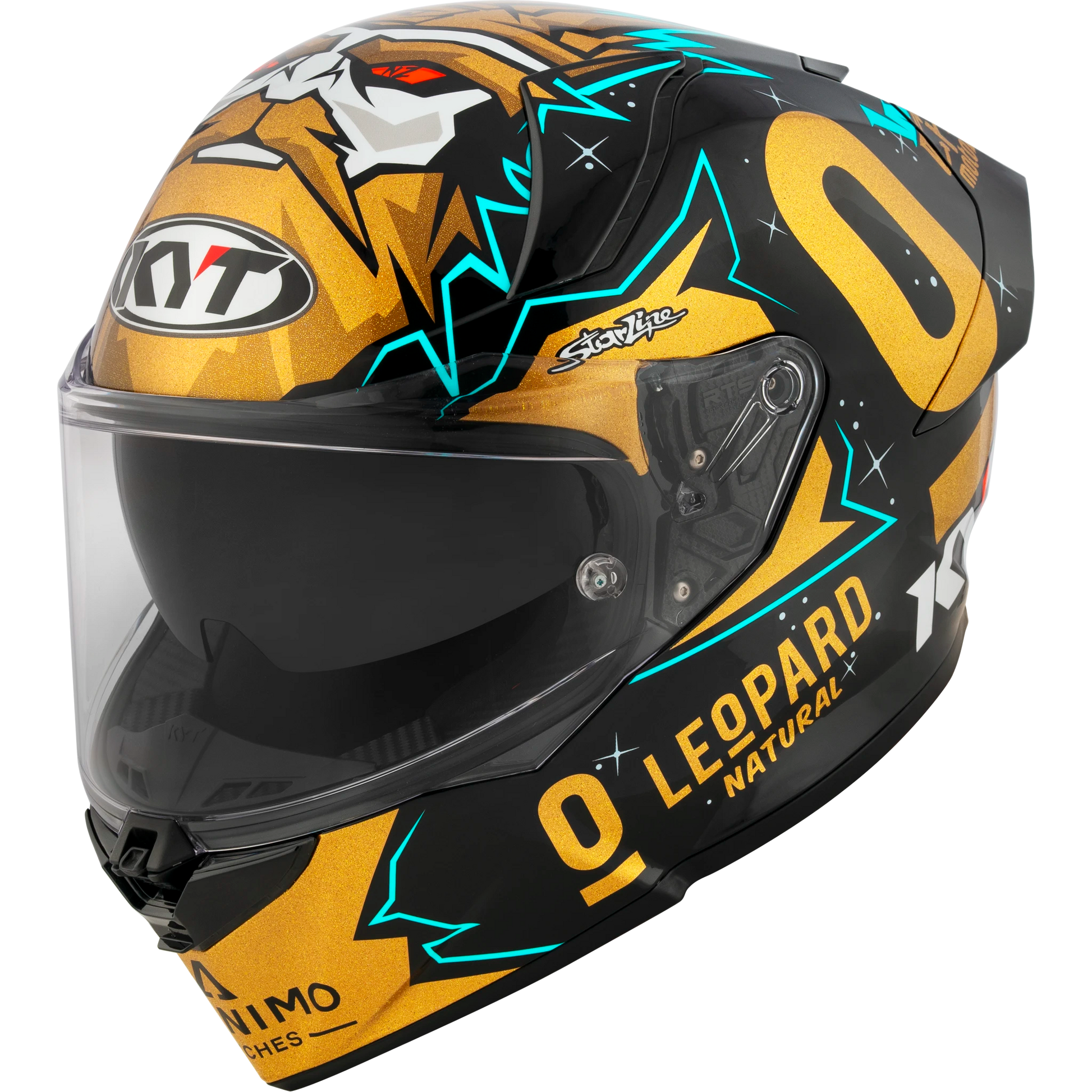 Front Left Quarter View of KYT R2R Masia World Champion 2023 Replica Motorcycle Helmet