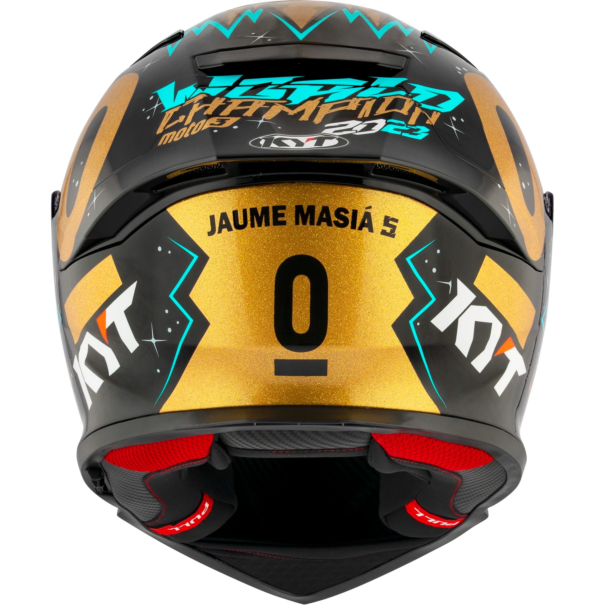 Rear View of KYT R2R Masia World Champion 2023 Replica Motorcycle Helmet