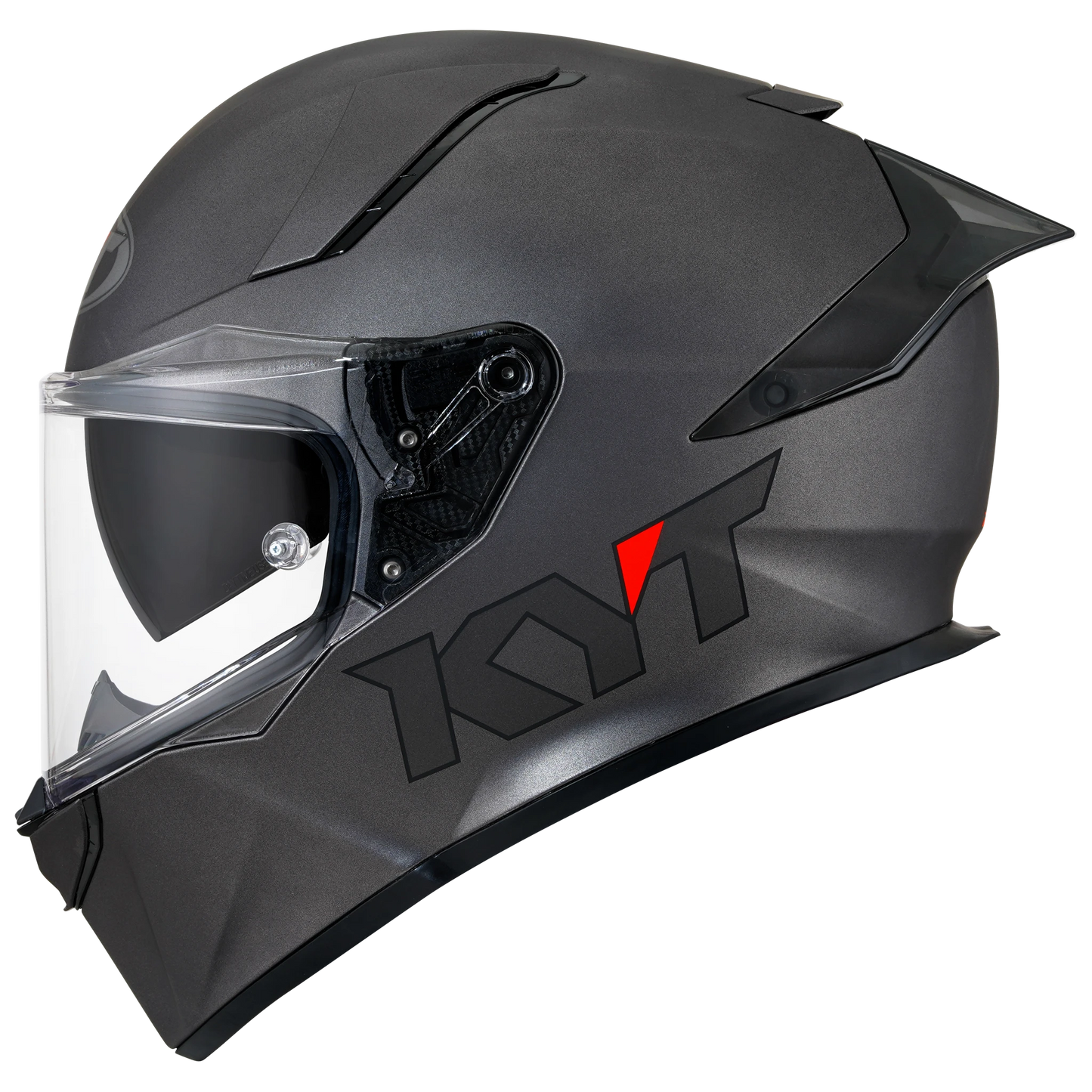 Left Side View of KYT R2R Gun Metal Motorcycle Helmet