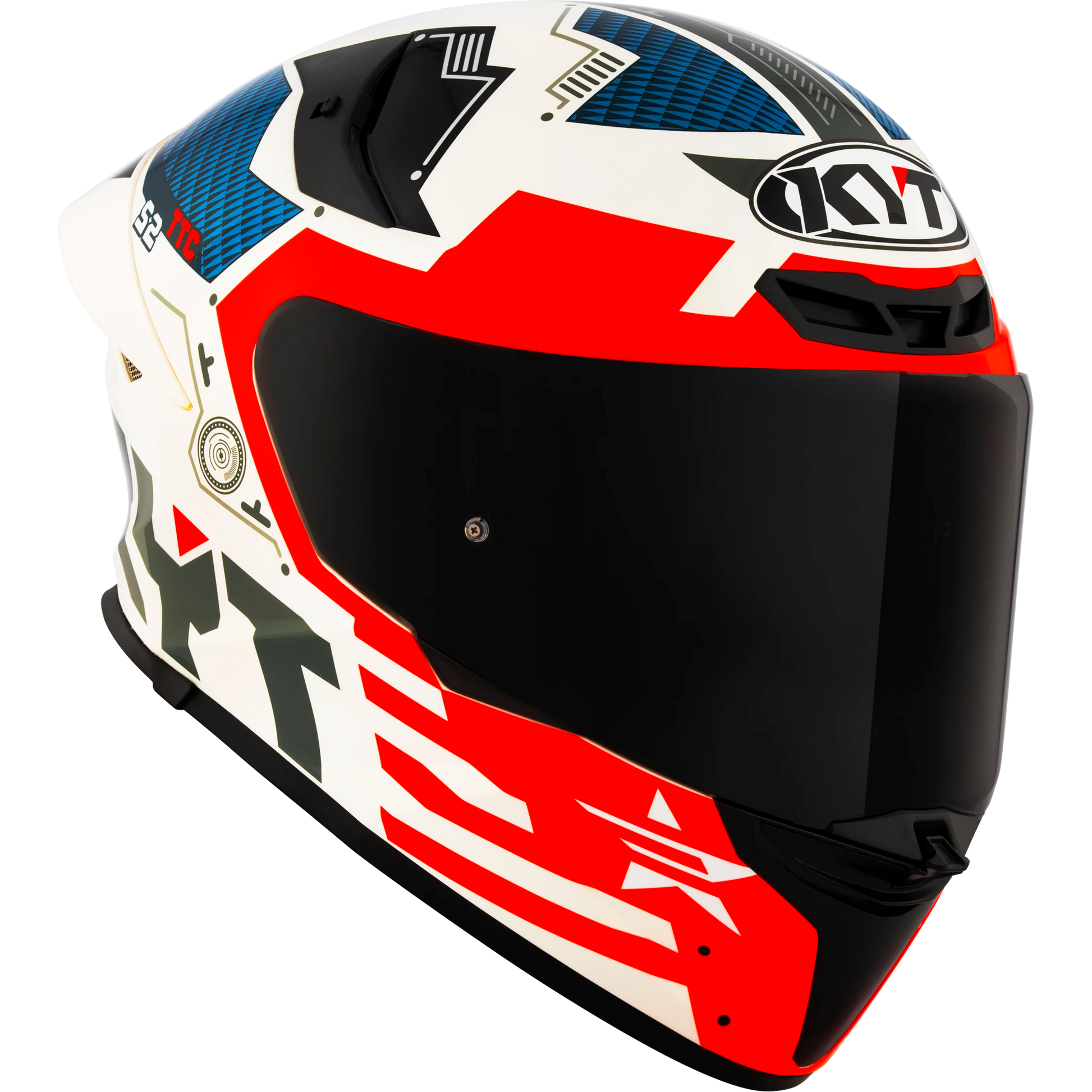 Front Right Quarter View of KYT TT-REVO Fuselage Red Motorcycle Helmet