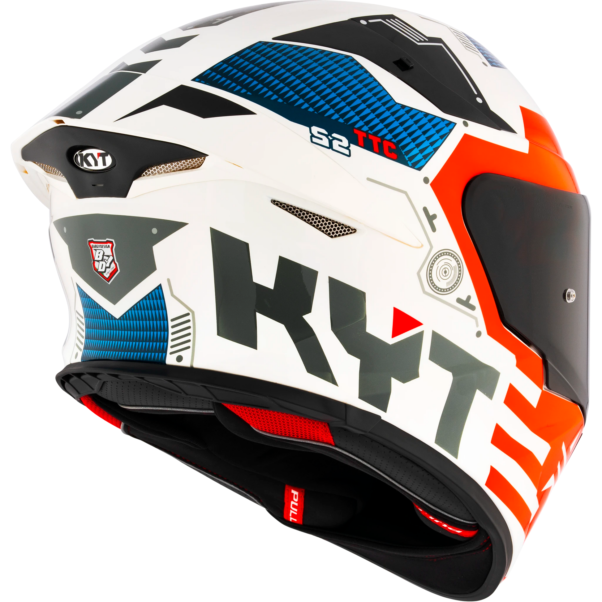 Right Side View of KYT TT-REVO Fuselage Red Motorcycle Helmet