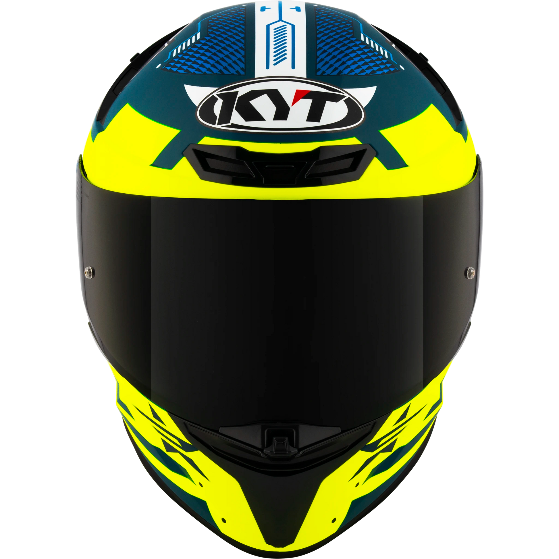 Front View of KYT TT-REVO Fuselage Matte Yellow Motorcycle Helmet