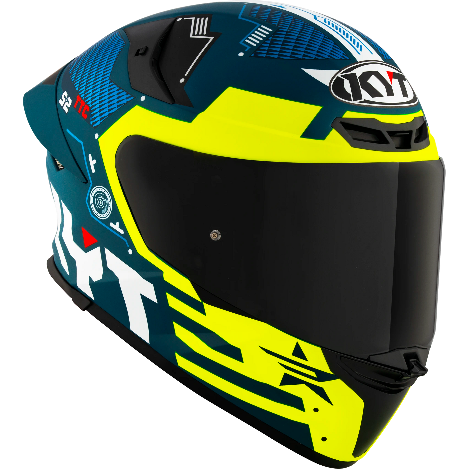 Front Right Quarter View of KYT TT-REVO Fuselage Matte Yellow Motorcycle Helmet