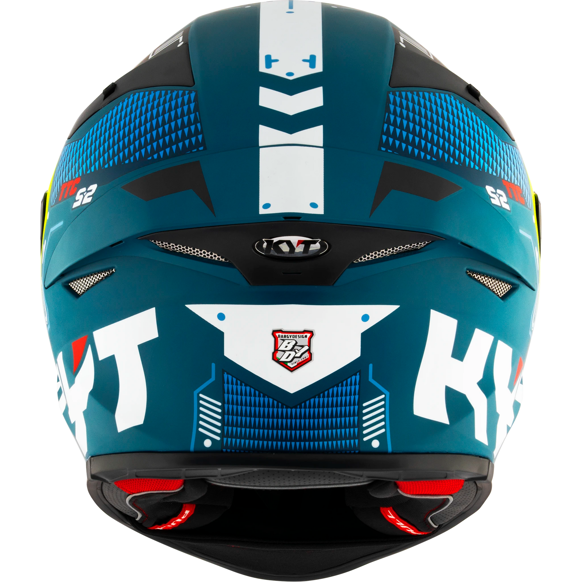 Rear View of KYT TT-REVO Fuselage Matte Yellow Motorcycle Helmet