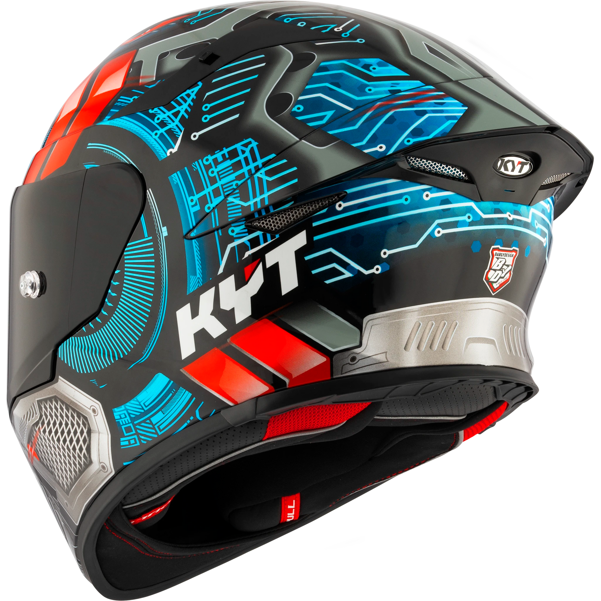 Rear Left Quarter View of KYT TT-REVO Synchrotron Motorcycle Helmet