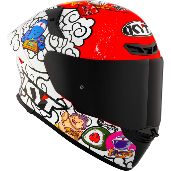 Front Right Quarter View of KYT TT-REVO Sushi Time Motorcycle Helmet