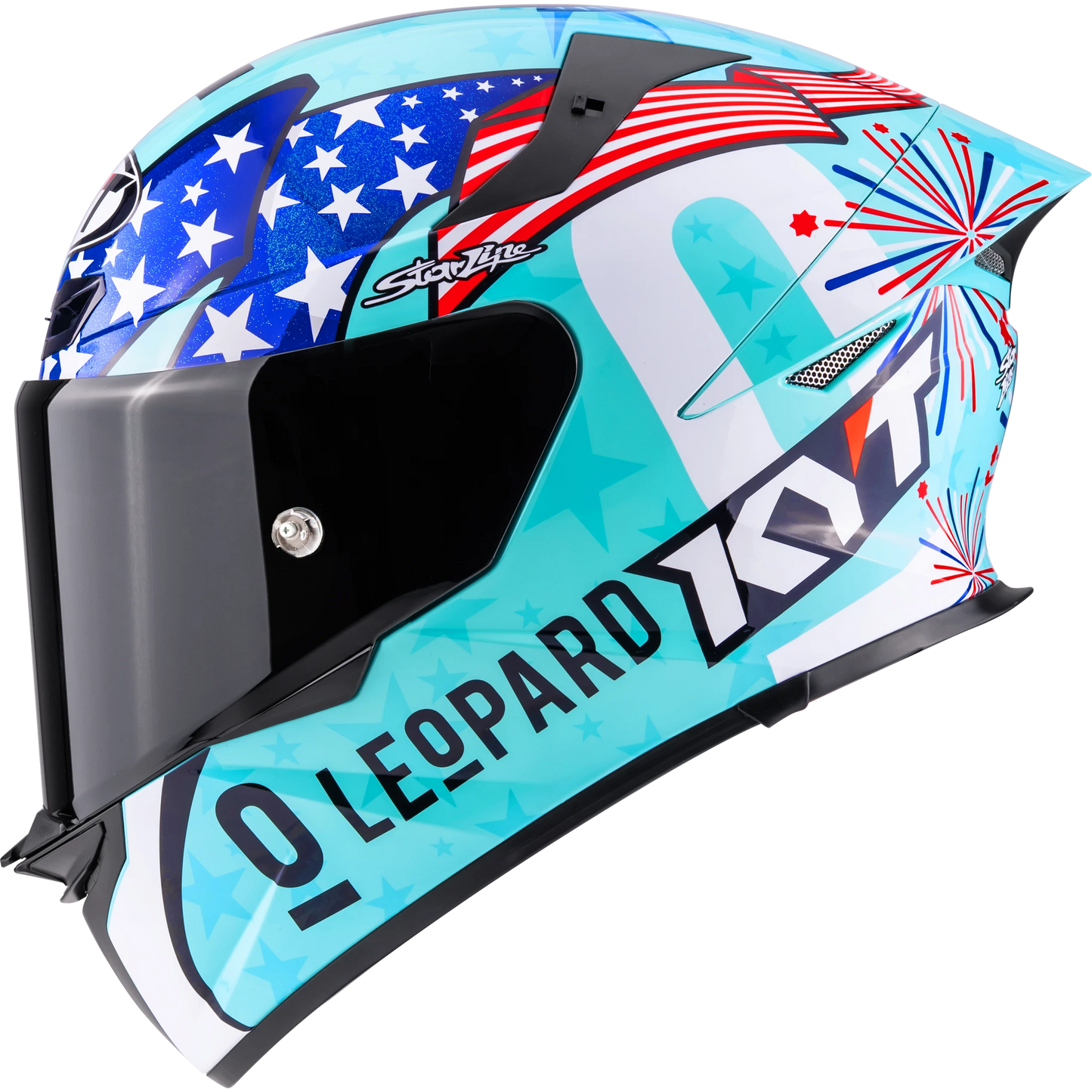 Left Side View KYT TT-REVO Leopard America Replica Motorcycle Helmet