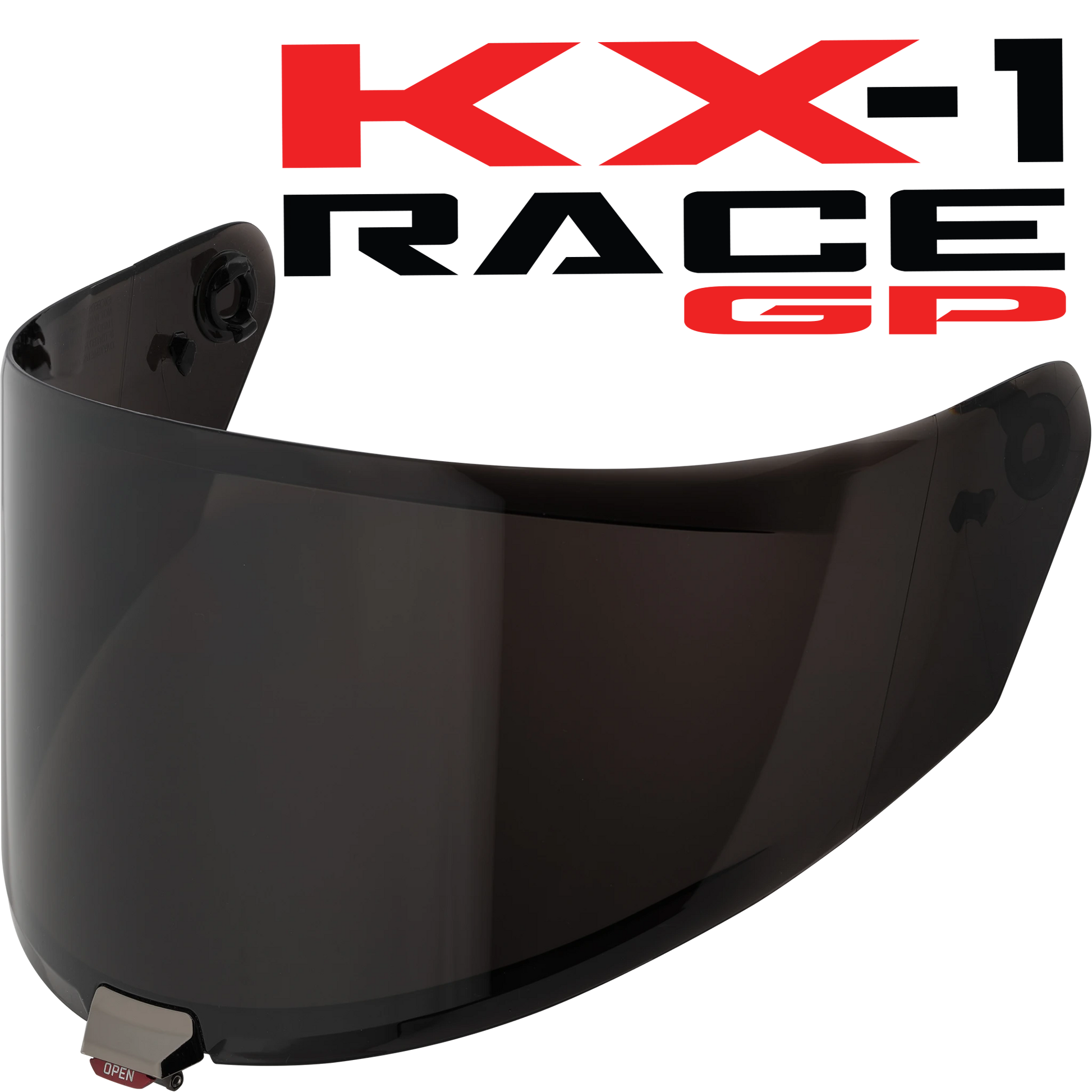 Front Quarter View of KYT KX-1 Race GP Dark Smoke Visor