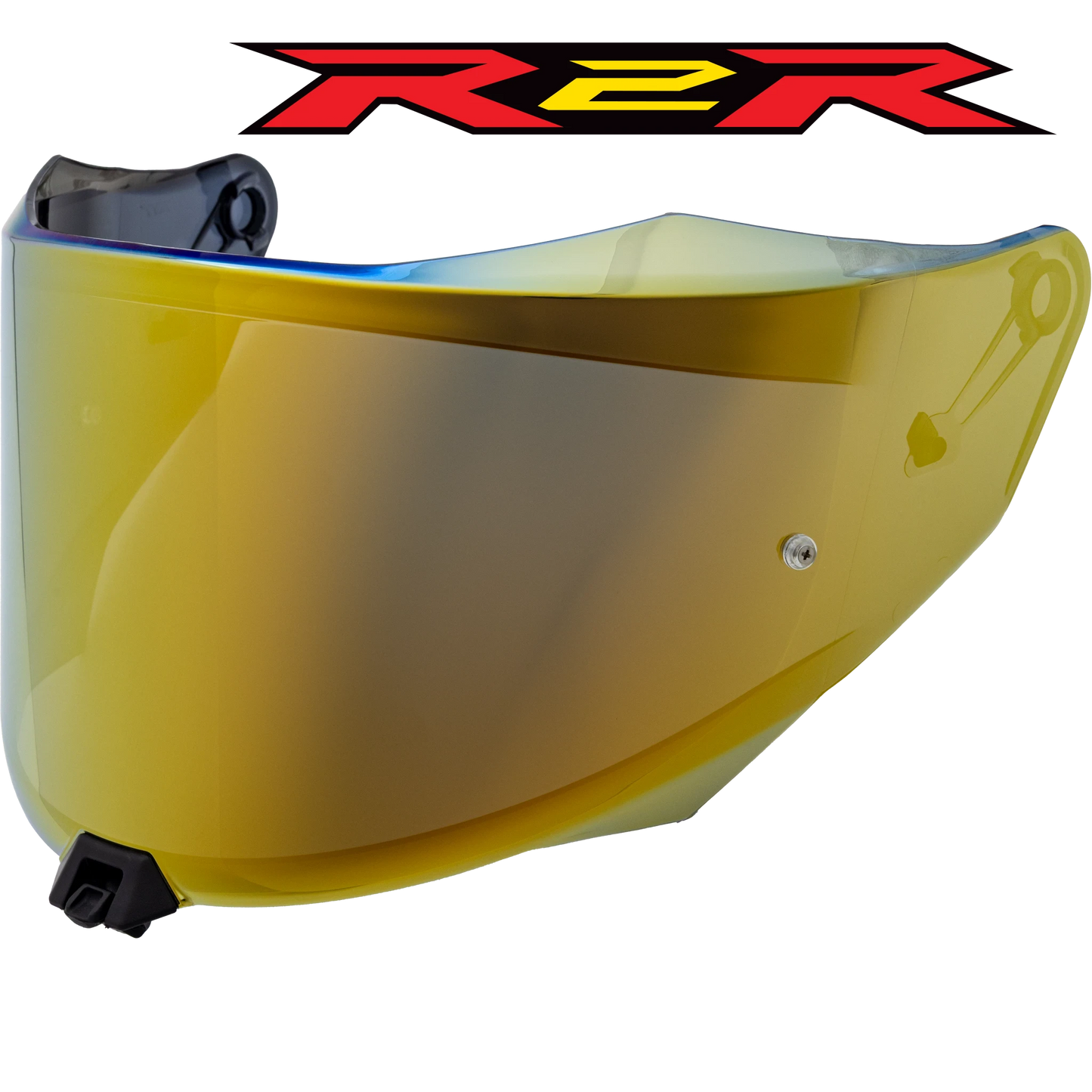 Front Quarter View of KYT R2R Iridium Gold Visor