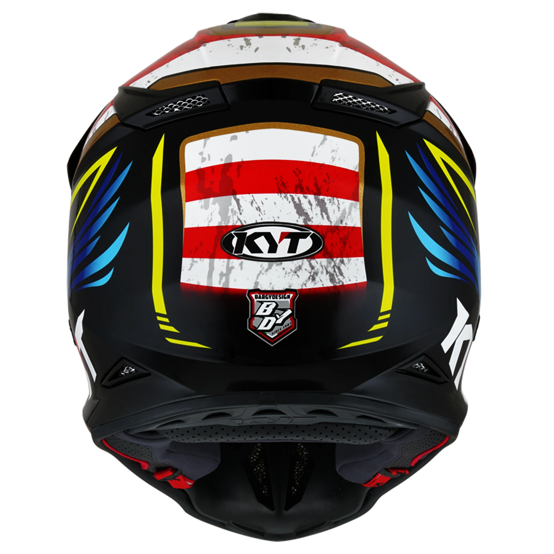 Rear View of KYT Skyhawk Hi-Fly Motorcycle helmet