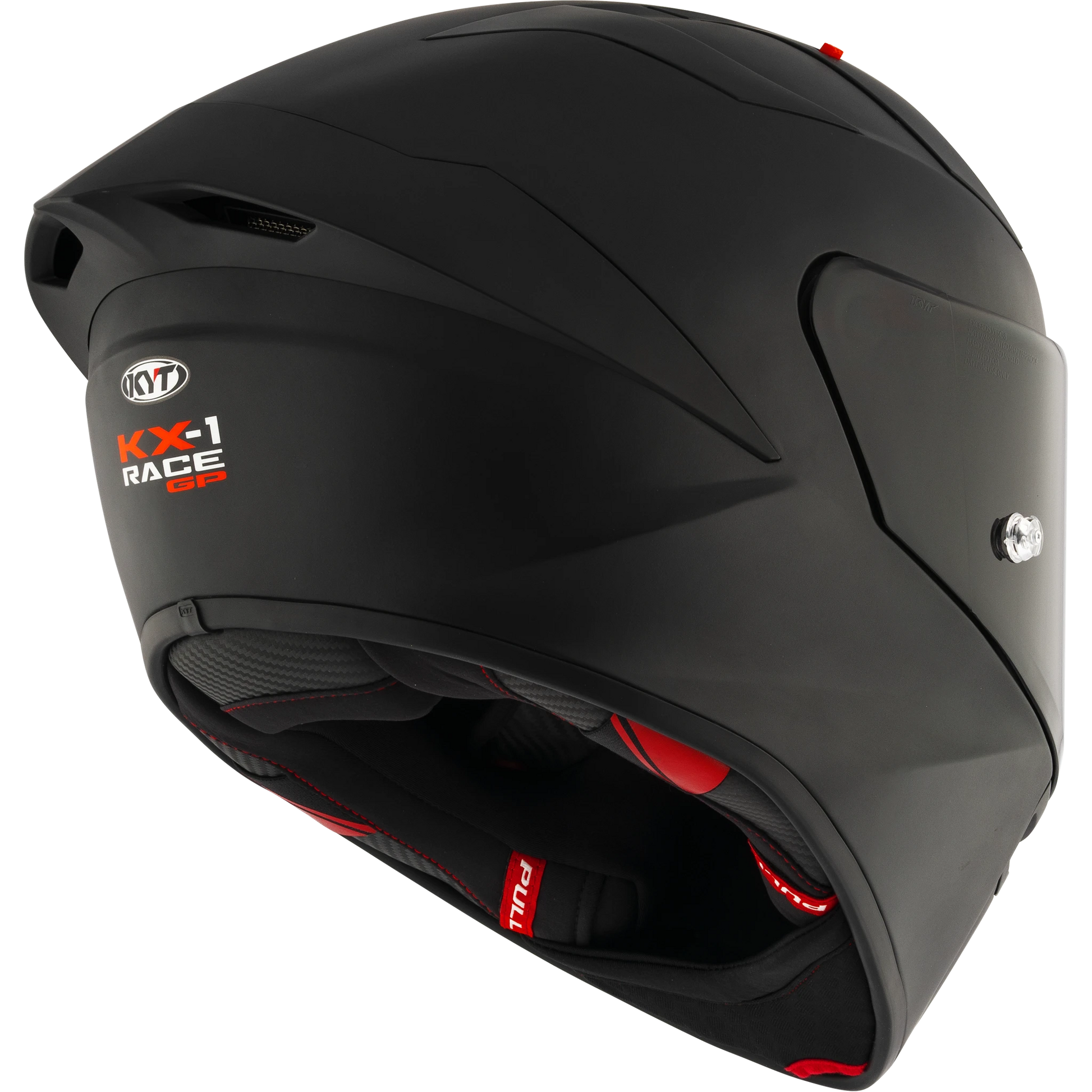 Rear Right Quarter View of KYT KX-1 Plain Black Matte Motorcycle Helmet