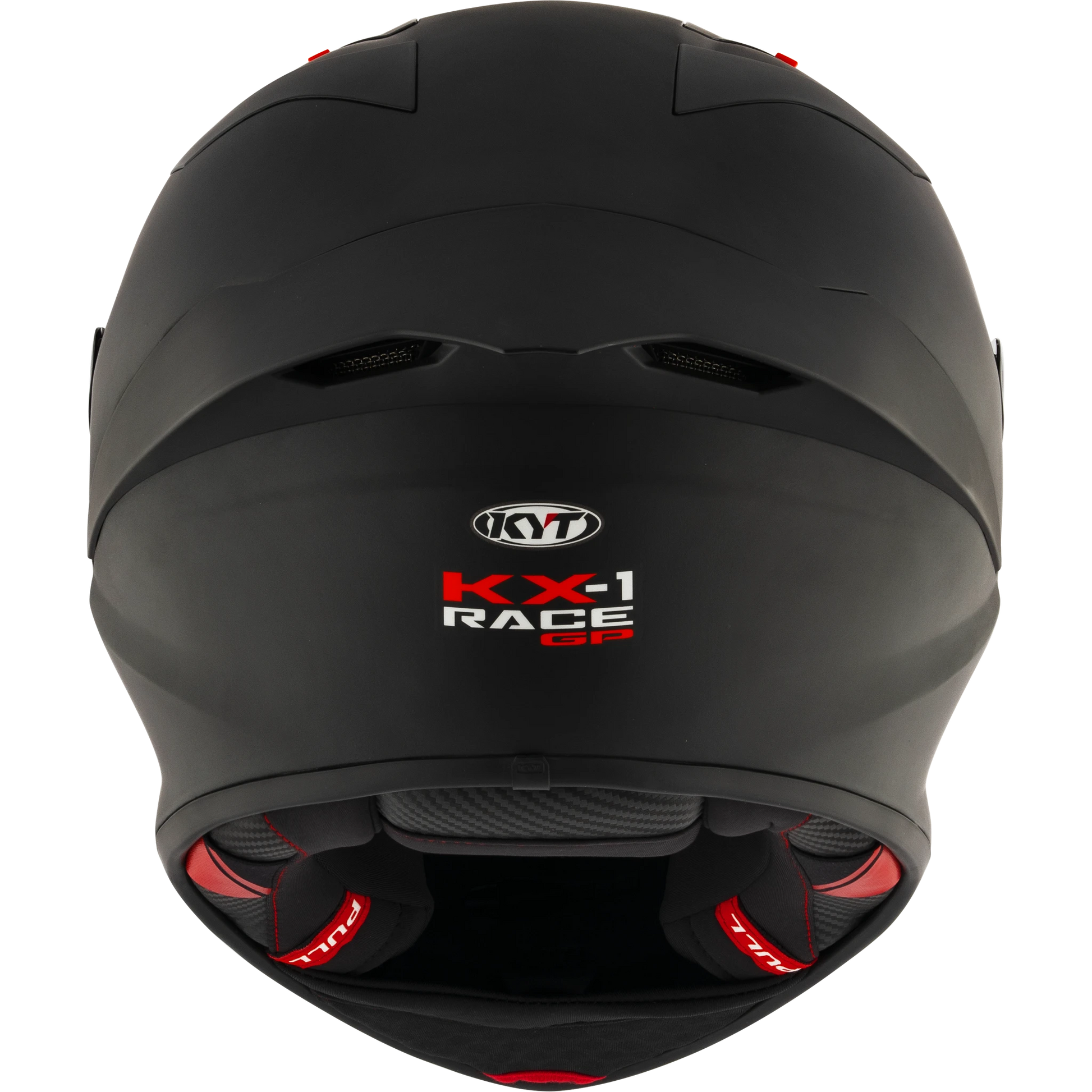 Rear View of KYT KX-1 Plain Black Matte Motorcycle Helmet