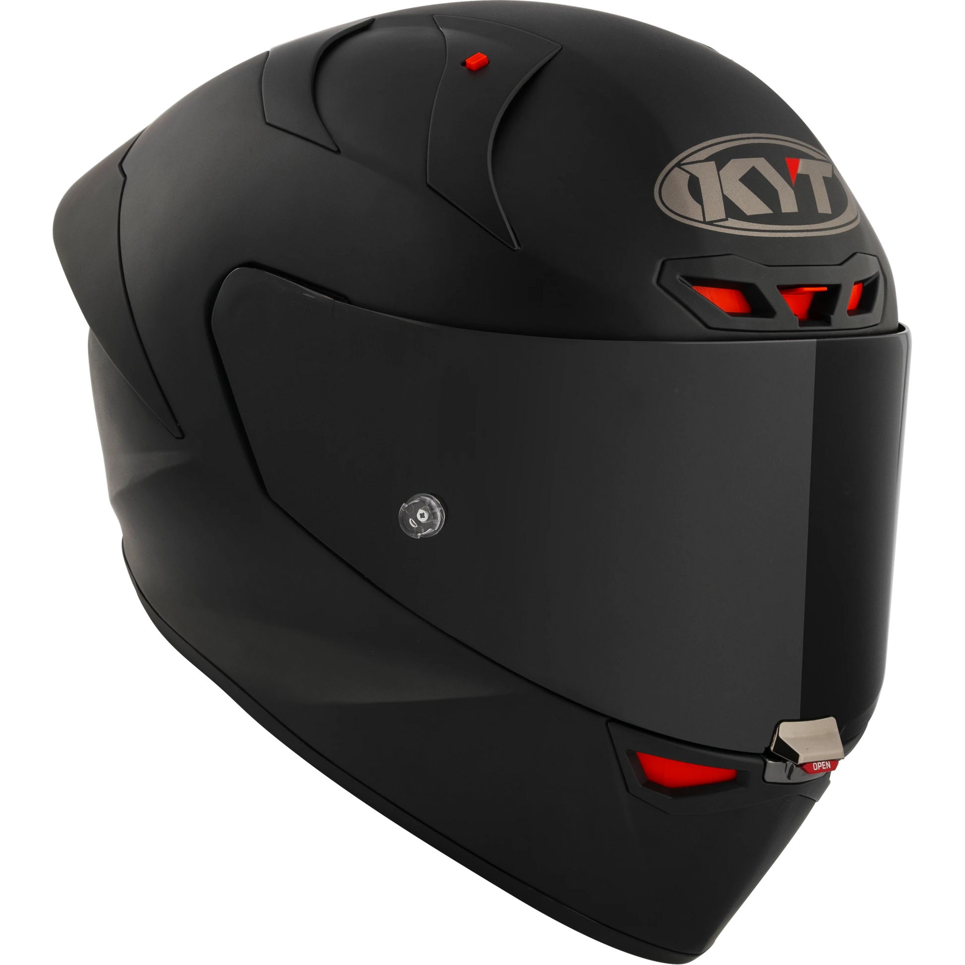 Front Right Quarter View of KYT KX-1 Plain Black Matte Motorcycle Helmet