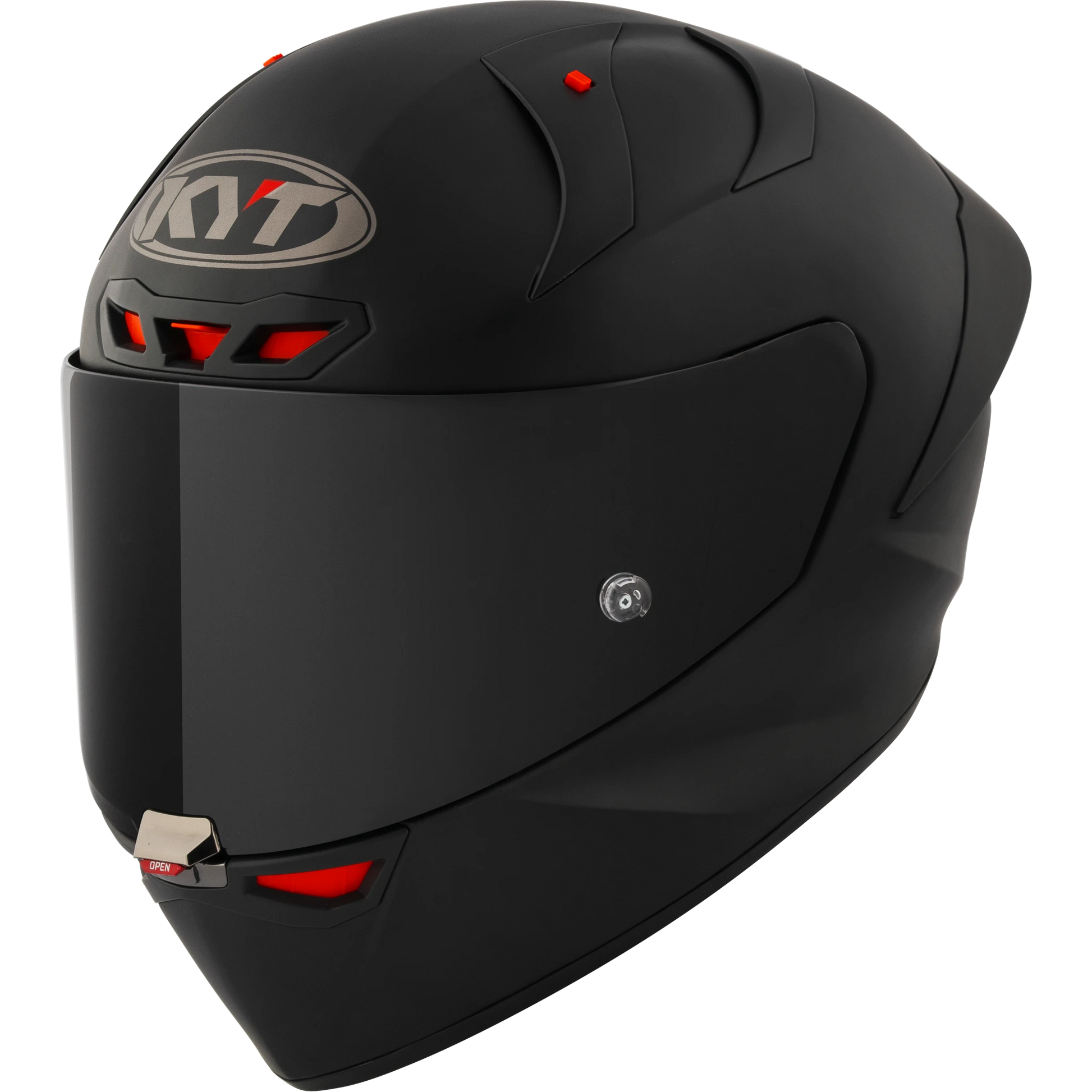 Front Left Quarter View of KYT KX-1 Plain Black Matte Motorcycle Helmet
