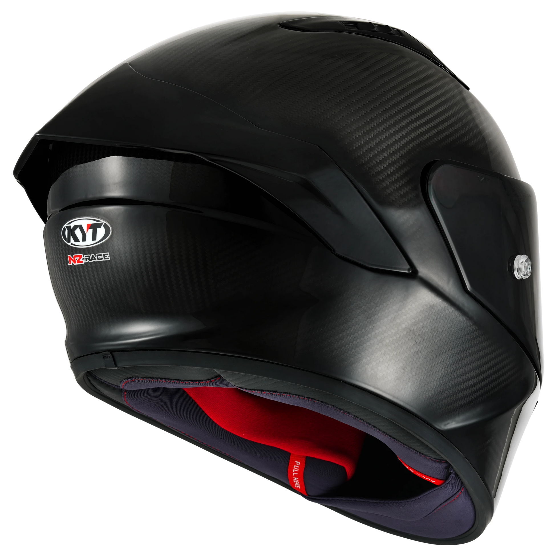 Rear Right Quarter View of KYT NZ-Race Carbon Glossy Motorcycle Helmet