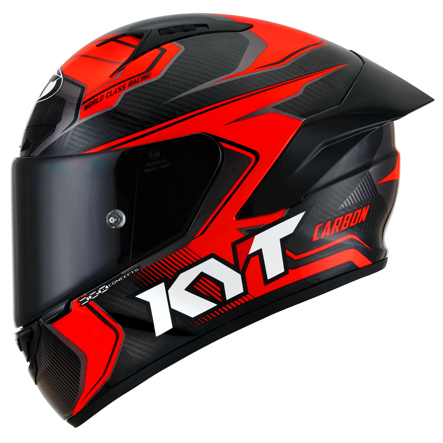 Left Side View of KYT NZ-Race Carbon Competition Red Motorcycle Helmet
