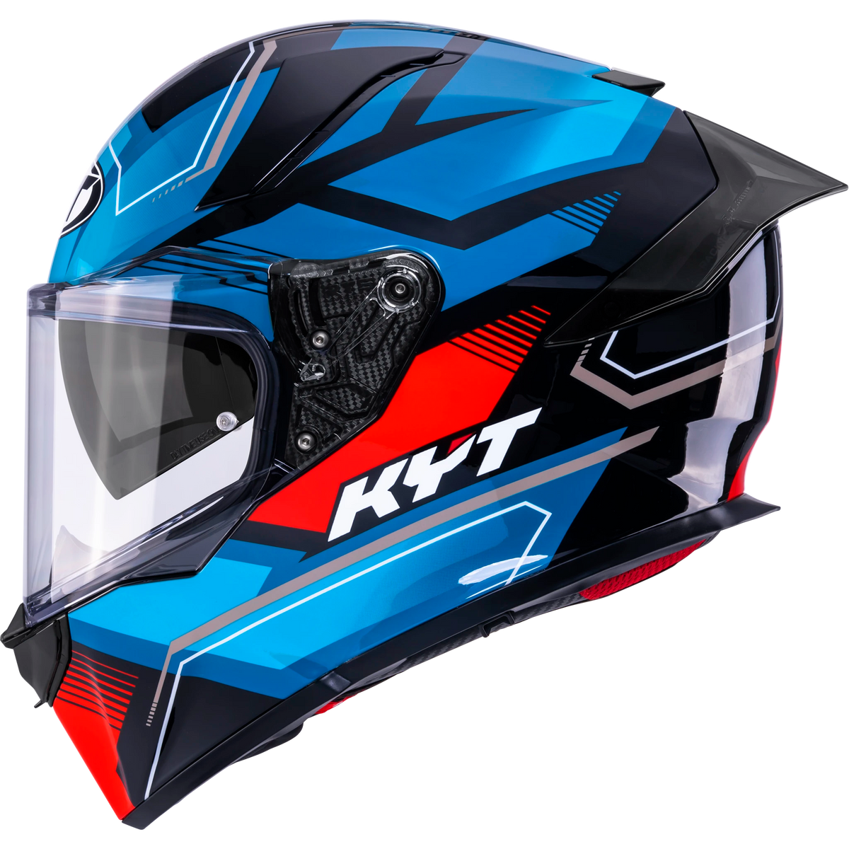 Left Side View of KYT R2R Parsec Black Blue Red Motorcycle Helmet