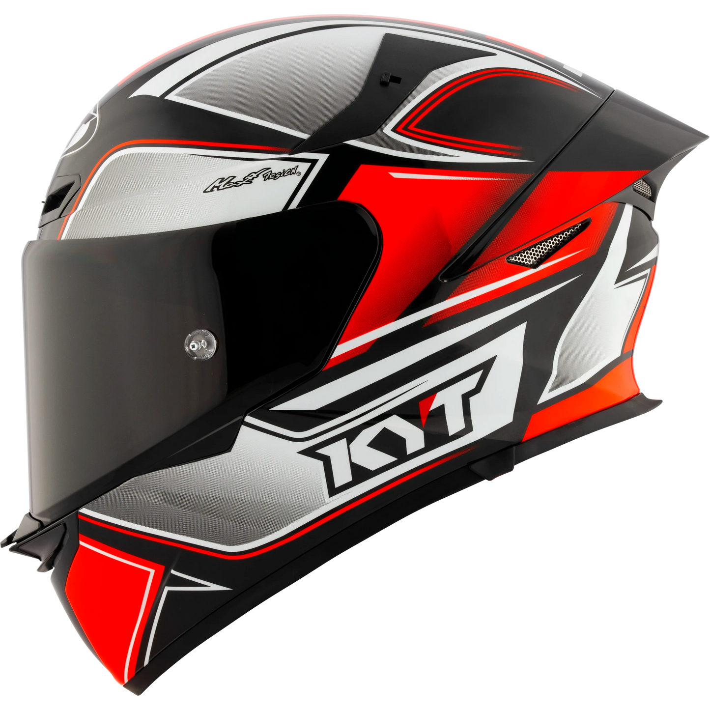 Left Side View of KYT TT-REVO Tourist Red Fluo Motorcycle Helmet
