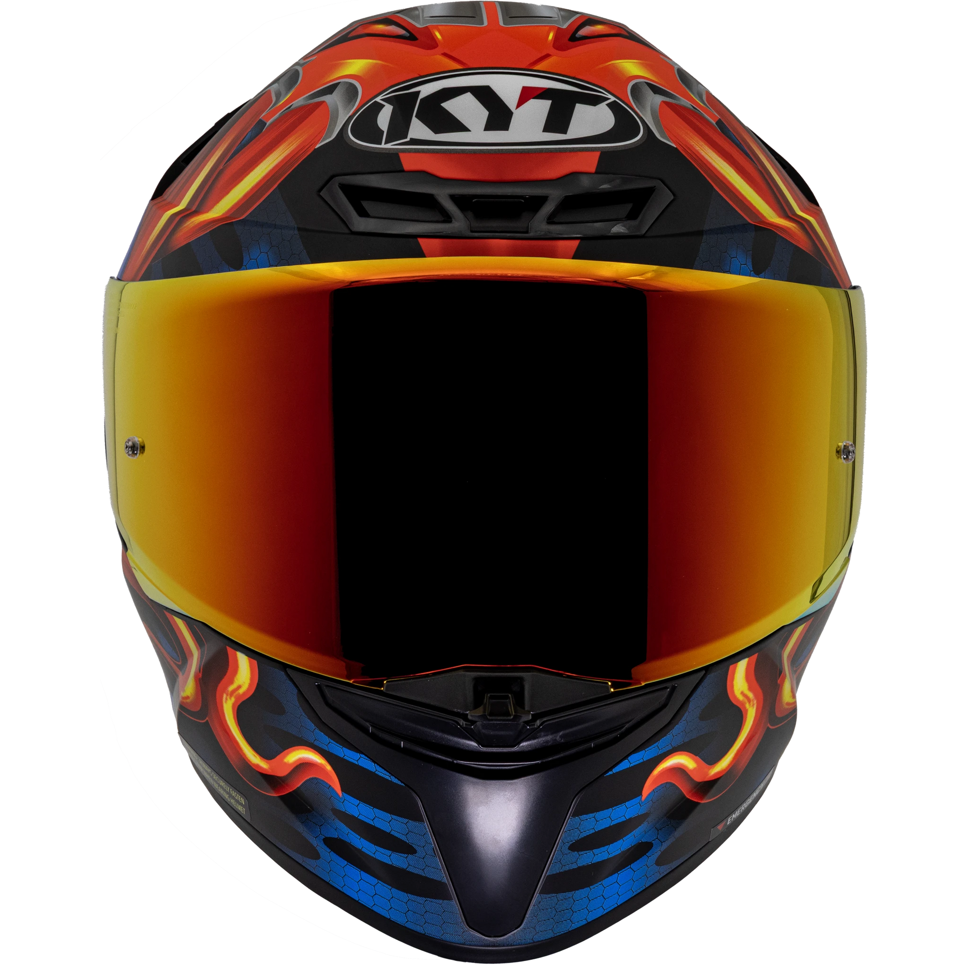 Front View of KYT TT-REVO Magnet Motorcycle Helmet with Iridium Red Visor Halloween Bundle
