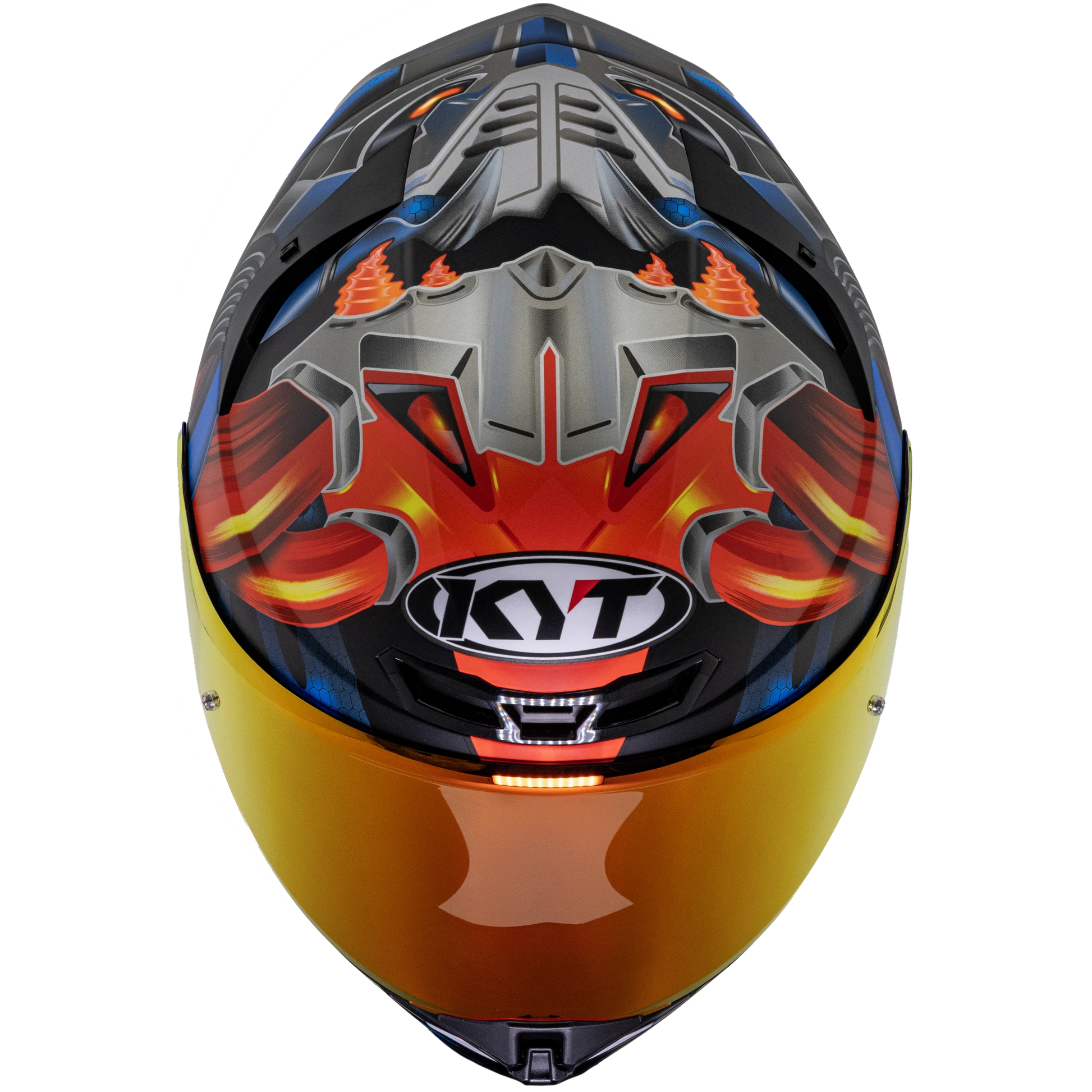 Top View of KYT TT-REVO Magnet Motorcycle Helmet with Iridium Red Visor Halloween Bundle