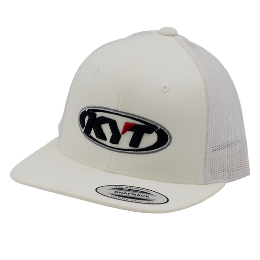 Front Quarter View of White KYT Trucker Hat