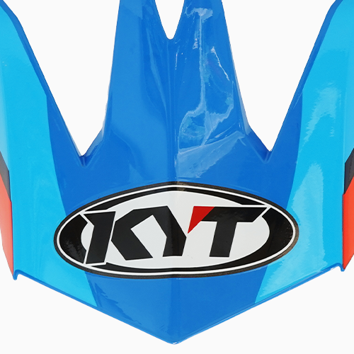 Top View KYT Skyhawk Glowing Blue Orange Fluo Peak