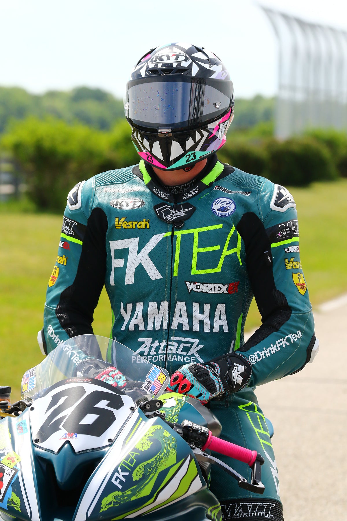 Jack Dora on the starting line with his KYT KX-1 Race GP Motorcycle Helmet