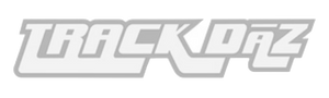 TrackDaz official logo, white and grey with stylized text