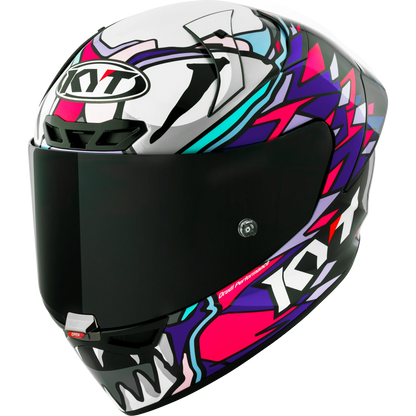 Front Left Quarter View of KYT KX-1 Bastianini 2023 Replica Motorcycle Helmet