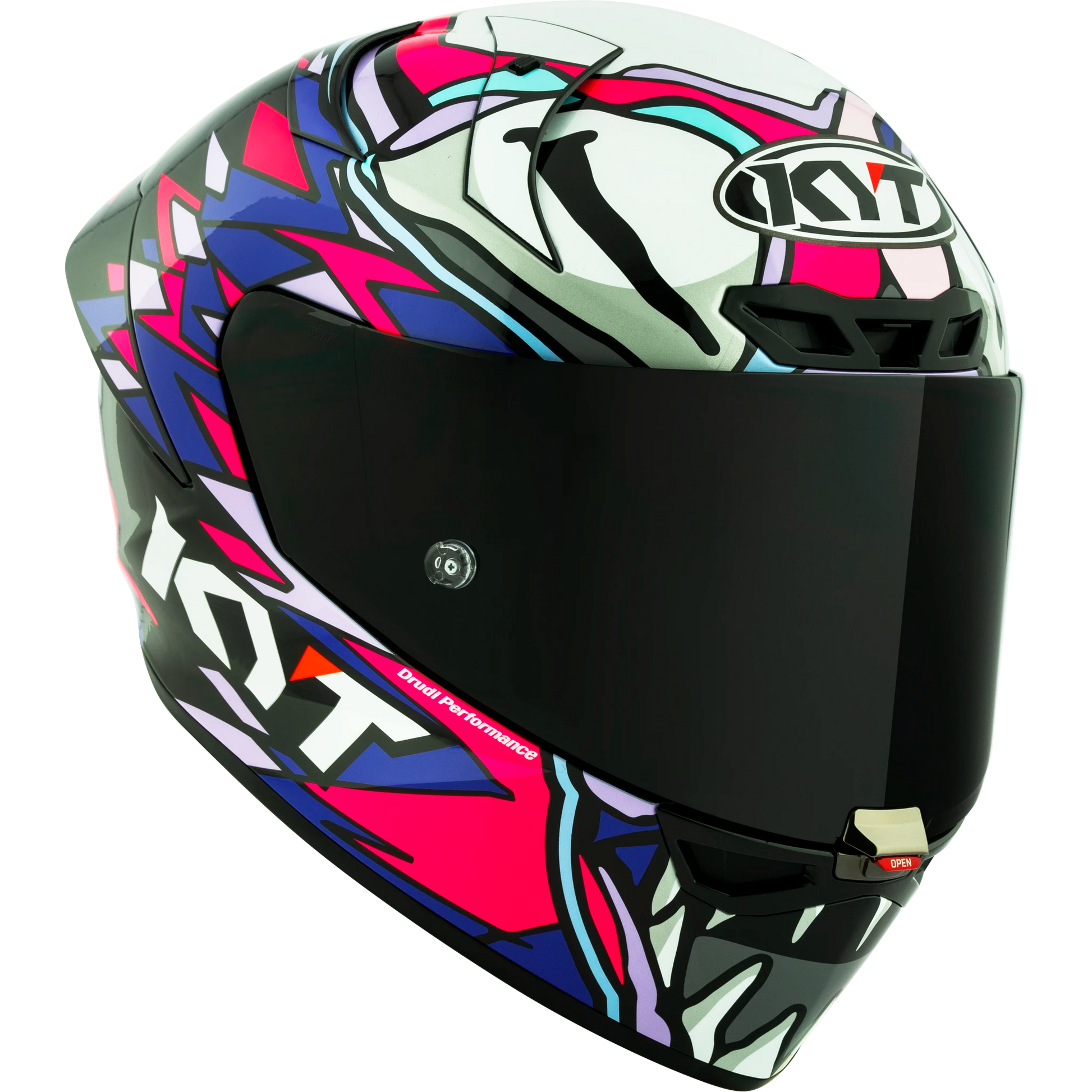 Front Right Quarter View of KYT KX-1 Bastianini 2023 Replica Motorcycle Helmet