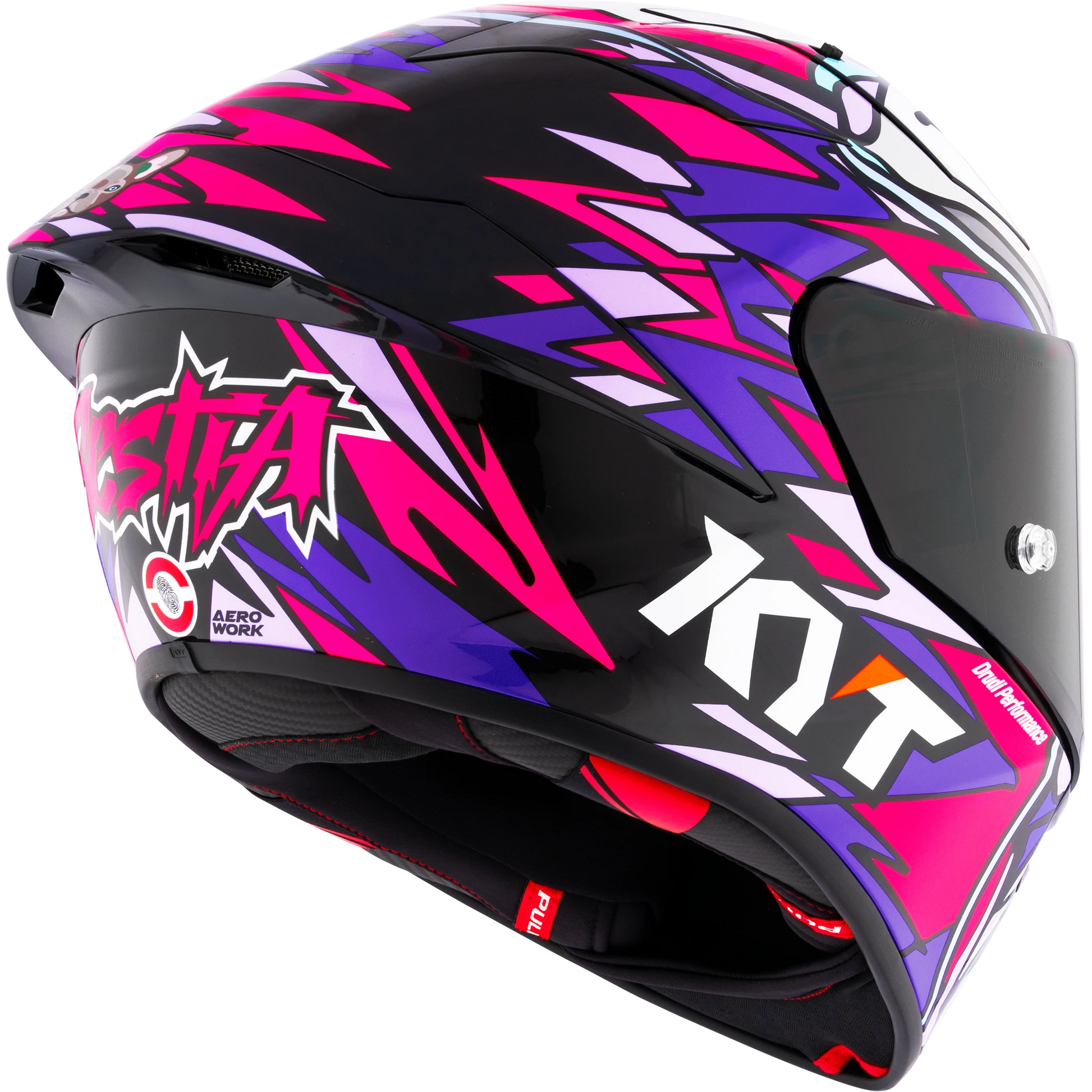Rear Right Quarter View of KYT KX-1 Bastianini 2023 Replica Motorcycle Helmet