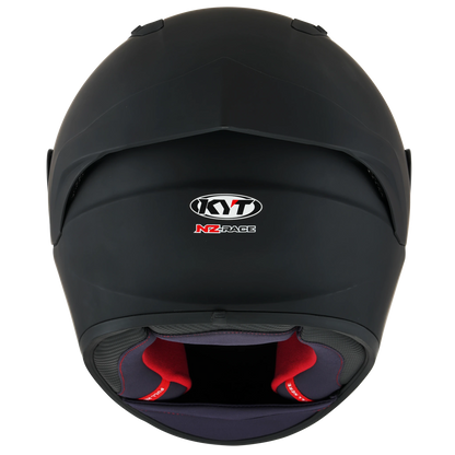Rear View of KYT NZ-Race Matte Black Motorcycle Helmet