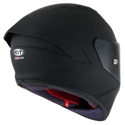 Rear Right Quarter View of KYT NZ-Race Matte Black Motorcycle Helmet