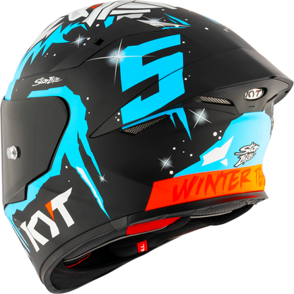 Rear Left Quarter View of KYT TT-REVO Masia Winter Test Motorcycle Helmet