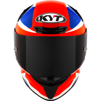 Front View of KYT TT-REVO Gear Blue Red Motorcycle Helmet