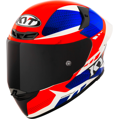 Front Left Quarter View of KYT TT-REVO Gear Blue Red Motorcycle Helmet