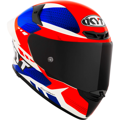 Front Right Quarter View of KYT TT-REVO Gear Blue Red Motorcycle Helmet