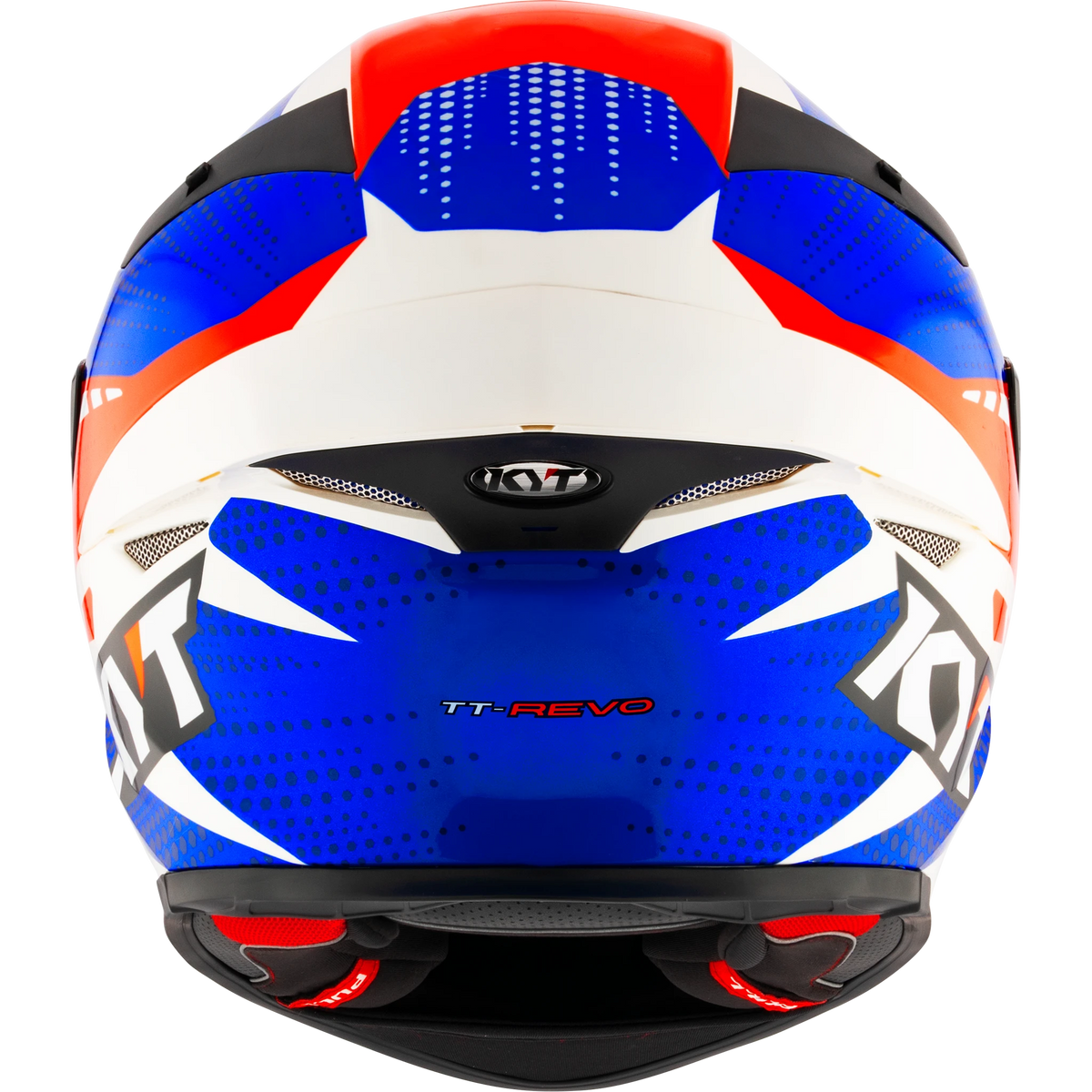Rear View of KYT TT-REVO Gear Blue Red Motorcycle Helmet