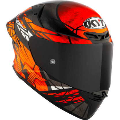 Front Right Quarter View of KYT TT-REVO Combustion Orange Motorcycle Helmet
