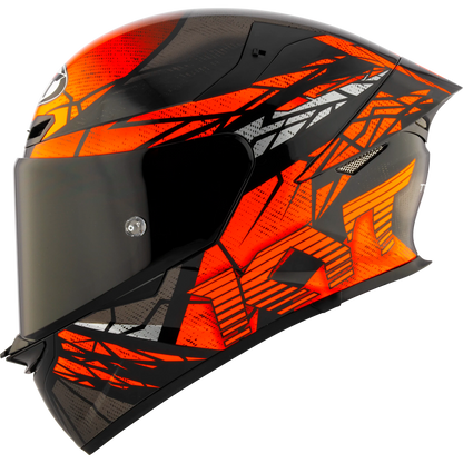 Left Side View of Front Left View of KYT TT-REVO Combustion Orange Motorcycle Helmet
