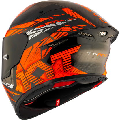 Rear Left Quarter View of KYT TT-REVO Combustion Orange Motorcycle Helmet