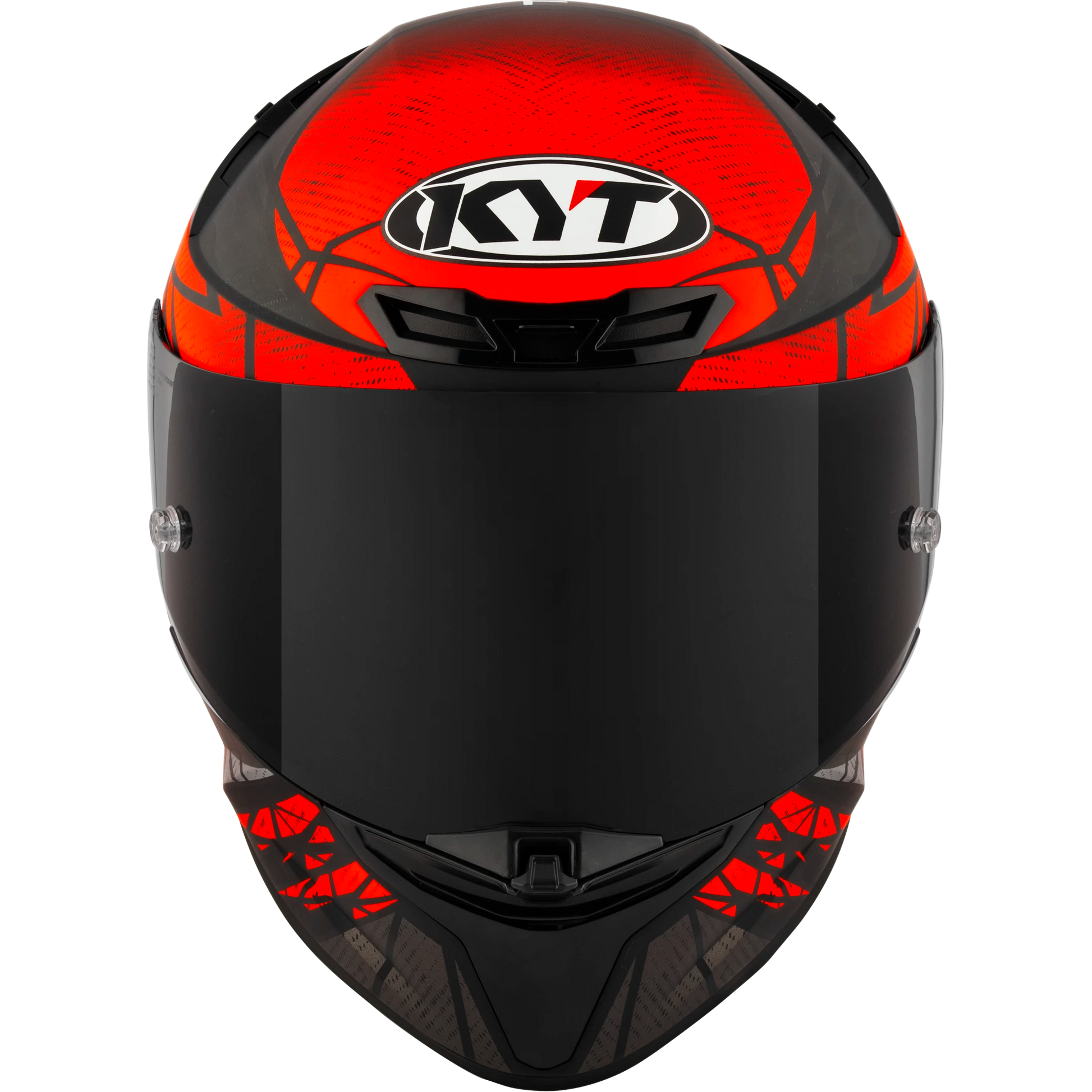 Front View of KYT TT-REVO Combustion Red Motorcycle Helmet