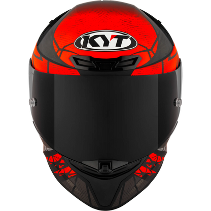 Front View of KYT TT-REVO Combustion Red Motorcycle Helmet