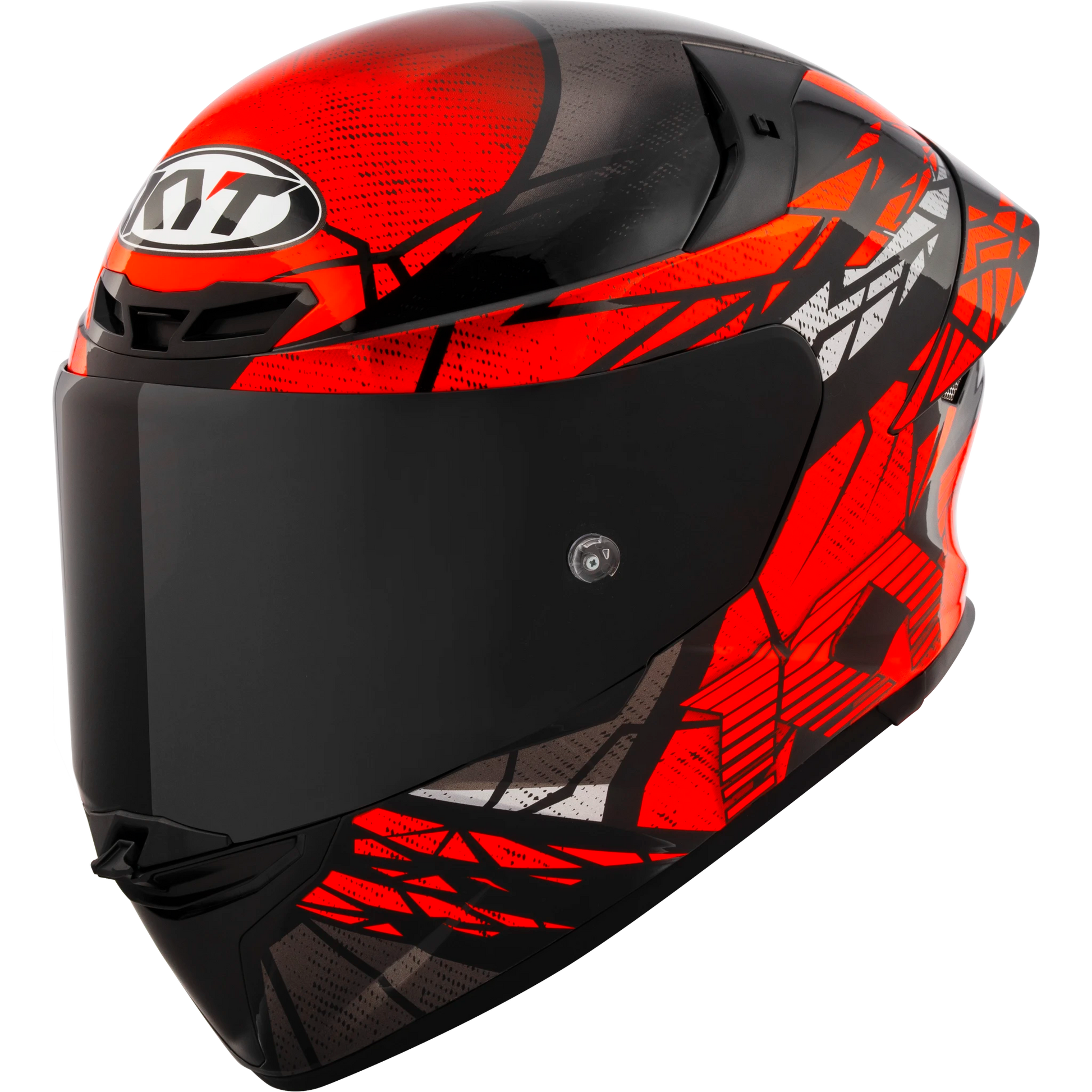 Front Left Quarter View of KYT TT-REVO Combustion Red Motorcycle Helmet