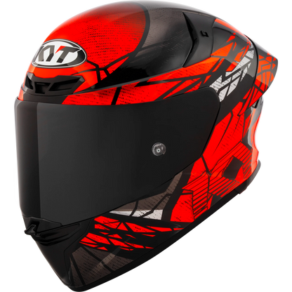 Front Left Quarter View of KYT TT-REVO Combustion Red Motorcycle Helmet