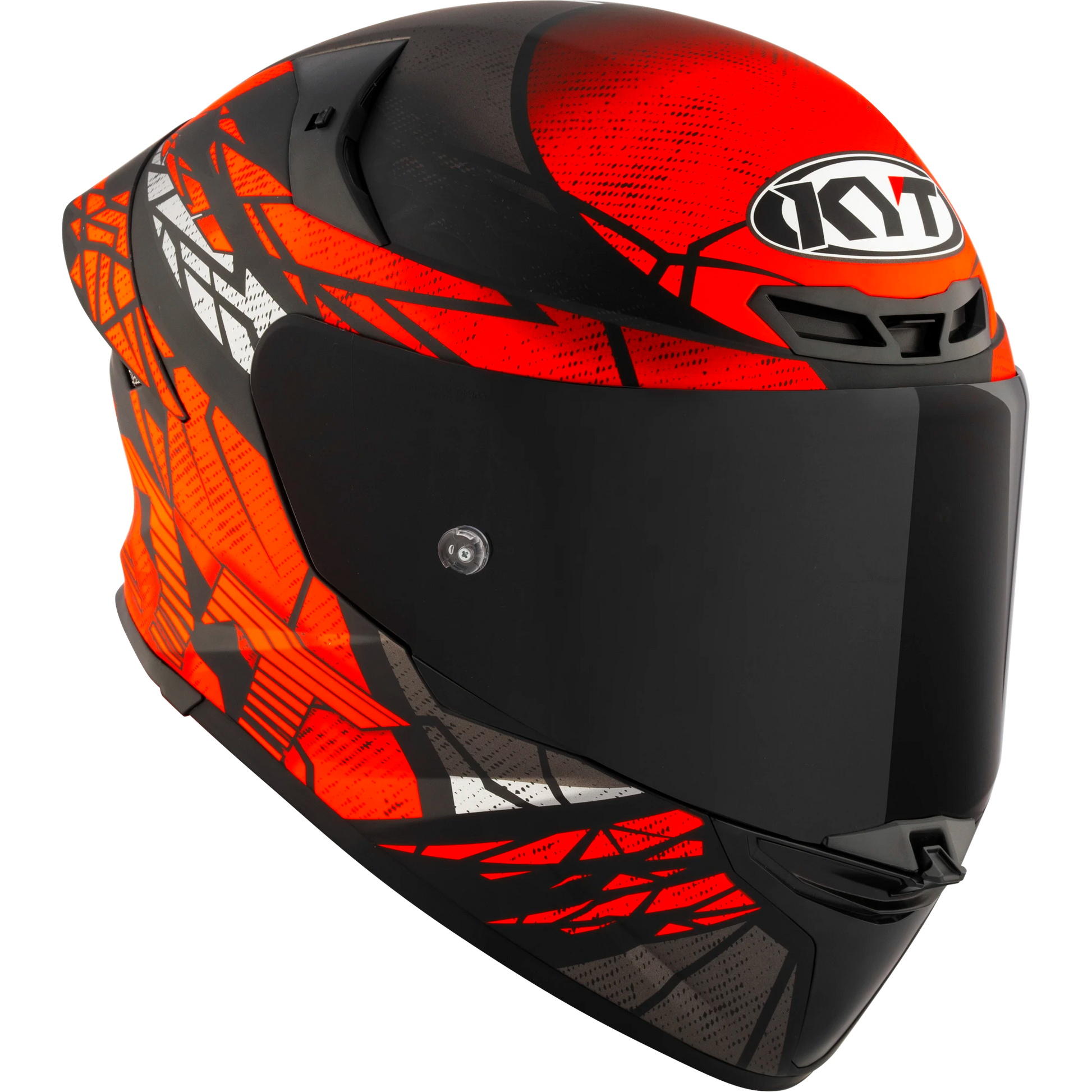 Front Right Quarter View of KYT TT-REVO Combustion Red Motorcycle Helmet